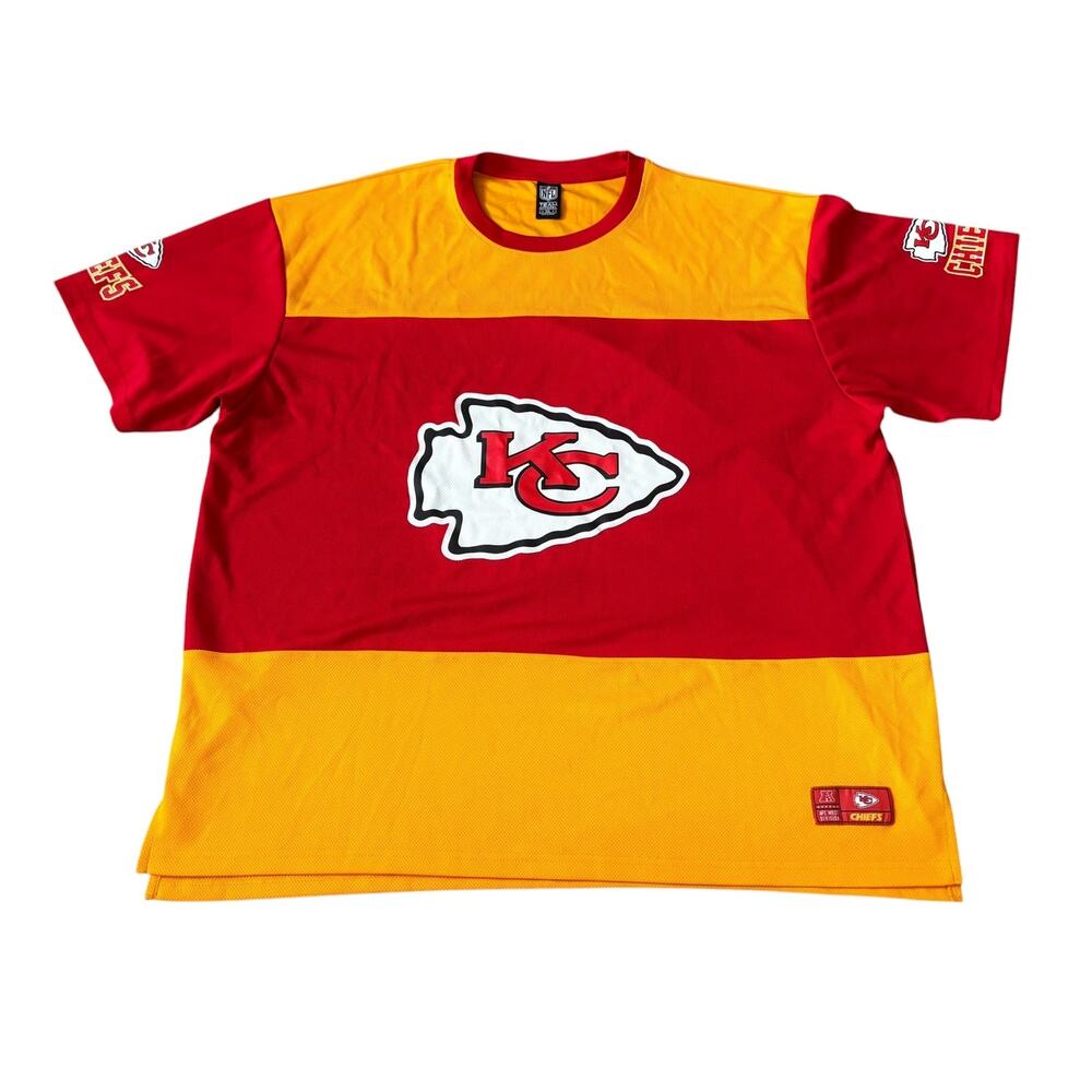 NFL Team Apparel Red/Yellow Kansas City Chiefs Shirt Mens Size XXL
